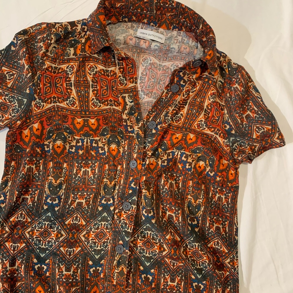 UO tribal print button front dress